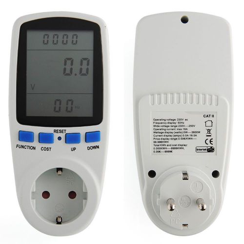 Electric Meter Monitor Energy Saving Watt Voltage Amps Power Usage EU EURO plug