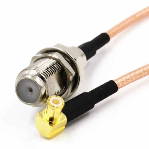 1 pcs F female jack to MCX  male right angle RG316 pigtail RF cable 40cm