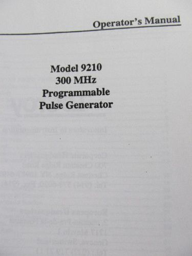 LECROY MODEL 9210:  300 MHz Programmable Pulse Generator Operator&#039;s Manual