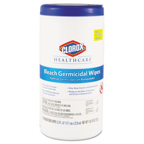 Clorox clo35309 germicidal wipes 6-3/4&#034; x 9&#034; white 70 container for sale