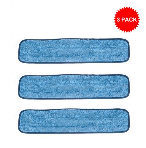 (3) 36&#034; Commercial Microfiber Wet Damp Mop Refill Pads with Flags by Real Clean