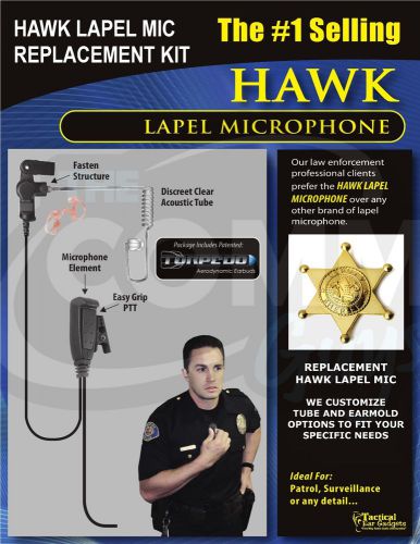 Hawk Lapel Mic Quick Release Replacement Earpiece Kit EP1305QR Police Headset