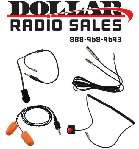 Nascar racing radio kit ptt helmet kit ear plug harness motorola icom kenwood  for sale