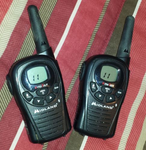 Midland lxt-380 series x-tra talk portable radios, charger &amp; 2 avp-h3 headsets for sale