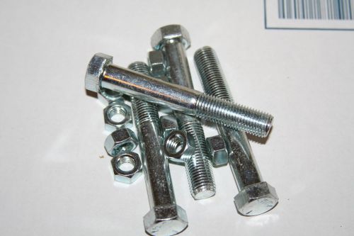 5 PIECES  1/2-20 X 2  STAINLESS STEEL HEX HEAD CAP SCREWS BOLTS WITH NUTS