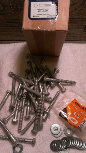 Crown bolt 3/8&#034; x 3-1/2&#034; galvanized lag screws (32 ct )pn 06570 w (22) washers for sale