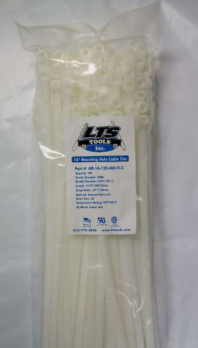 14&#034;  nylon anchor hole mount base cable zip ties 120lb. 100 count natural for sale