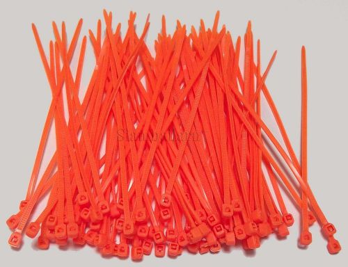 100 pcs 3.8 inches (2.5 x 100mm) Orange Nylon Cable Tie Zip Wire Cable Ties