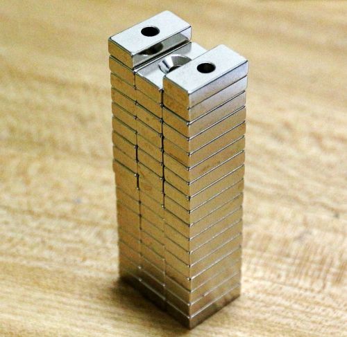 50 pcs/lot n50 20mm*10mm*5mm with 5mm hole neodymium permanent magnets 20x10x5mm for sale