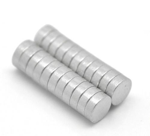 50 Silver Tone Disc Magnets 4mm(1/8&#034;)