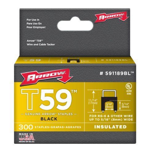 Arrow 591189BLSS Genuine T59 Insulated 5/16-Inch by 5/16-Inch Staples  Black  30