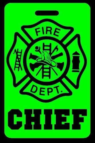 Day-Glo Green CHIEF Firefighter Luggage/Gear Bag Tag - FREE Personalization-New