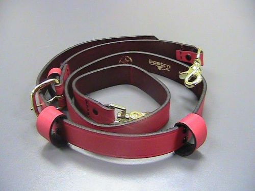 Boston leather 6543xl radio strap, red, brass hardware, 2 mic loops, *new* for sale