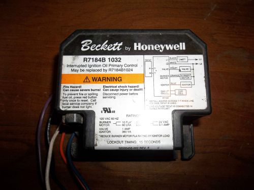 Used Beckett Honeywell Ignition Oil Primary Control R7184B 1032, R7184B 1024