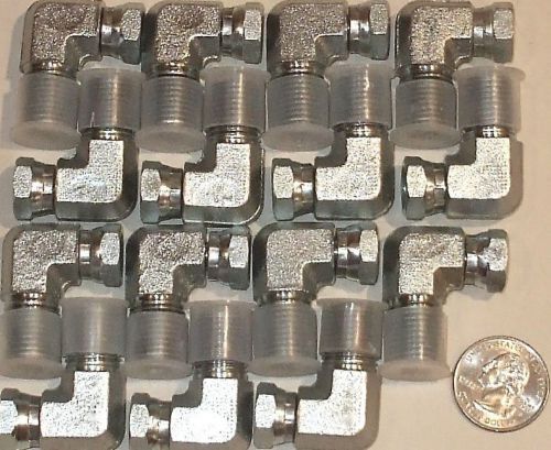Lot of 15 Steel Hydraulic Fittings (1/4 NPTF x 1/8 NPSM Swivel 90-Degree Elbow)