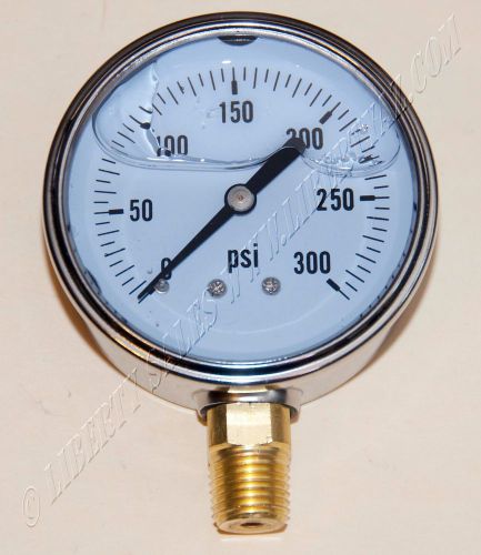 New hydraulic liquid filled pressure gauge 0-300 psi for sale