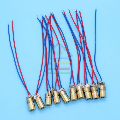 New 10pcs/lot 650nm 6mm 3v 5mw laser dot diode circuit module red copper head for sale