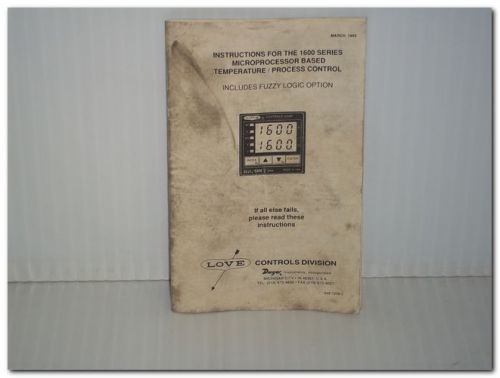 Love controls dwyer 1600 series microprocessor temp process control inst. manual for sale