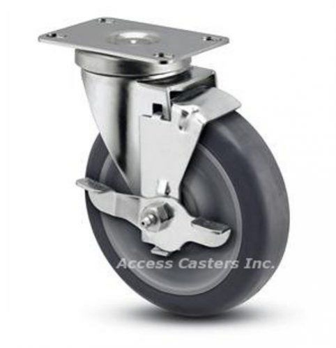 5MACHSB 5&#034; Swivel Plate Caster with Top Lock Brake, Hytrel on Autoclave Wheel