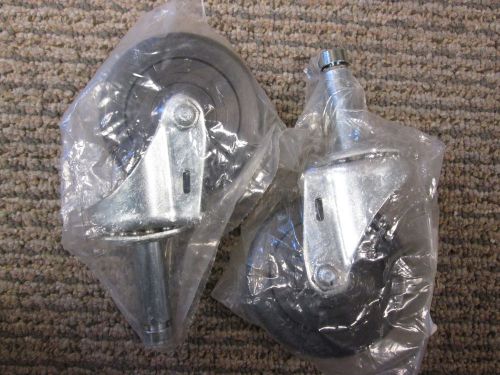 Lot of 2 E.R. 2F99 3&#034; Diameter Soft Rubber Wheel Caster (E-5)