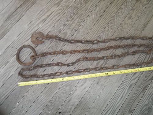 Vintage 13&#039; &#039;6&#034; TOW CHAIN HOIST with ONE HOOK &amp; ONE RING  2&#034; LINKS 16 LBS.