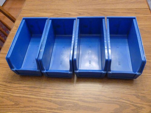 Lot of 4 Used Akro-Mils 30-230 Plastic Storage Stacking Hanging Parts Bin 11&#034;x5&#034;