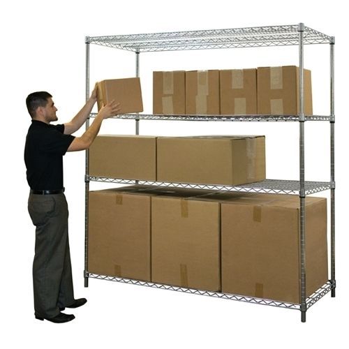 Commerical grade nsf chrome wire shelving rack 24 x 48 x 63&#034;h with 4 levels nib for sale