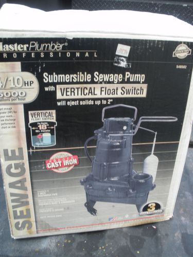 Master plumber sewage pump 4/10 hp 6000 gpm 2&#034; discharge made in usa 540502 for sale