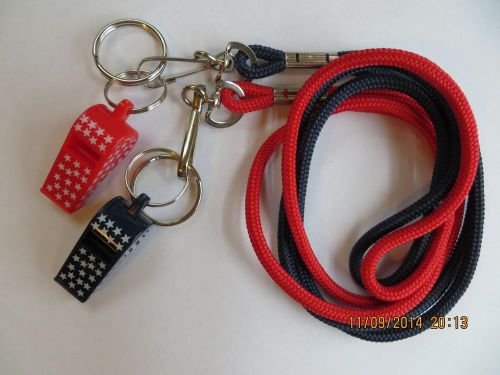 Twelve Keystone Lanyards MPN: 8390 - Red &amp; Blue With Clip, &amp; Whistles