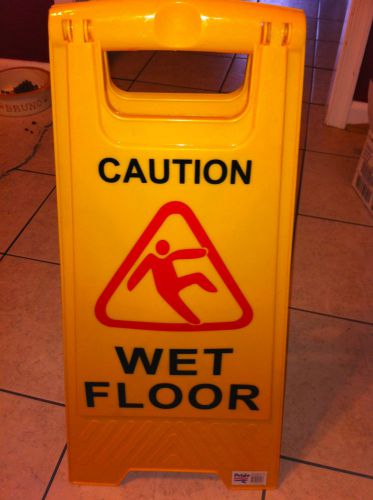 Caution Wet Floor Sign, Case of Two, Bright Yellow, Plastic