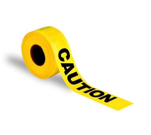 Lot of 8 barrier tape rolls; 1000&#039; x 3&#034; caution yellow with black print for sale