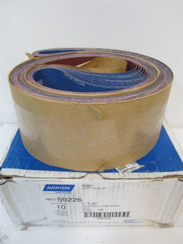 Norton SGR981, 4&#034; x 90&#034;, Grit 80, Sanding Belts - 10 each