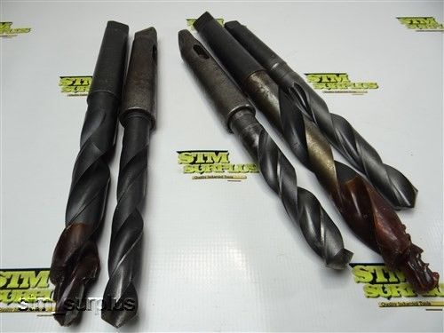 Lot of 5 hss taper shank twist drills 7/8&#034; to 1-1/8&#034; with 2mt &amp; 3mt for sale