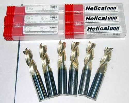6 Pcs. Helical 1/2&#034; 3 FLT ZrN Carbide High Perf. End Mills-Aluminum,Non-Ferrous