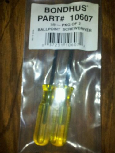 BONDHUS 1/8&#034; BALLDRIVER HEX DRIVER #10607 NEW Package of 2 Free shipping!