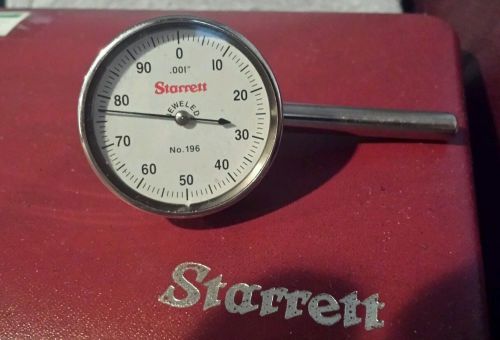 Starrett dial indicator .001 graduations comes with all attachments &amp; case #196 for sale