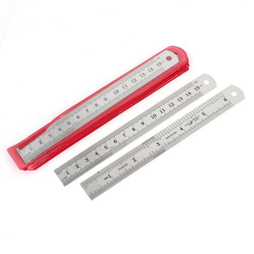 12 Pcs Silver Tone 15cm Measuring Range Stainless Steel Straight Ruler