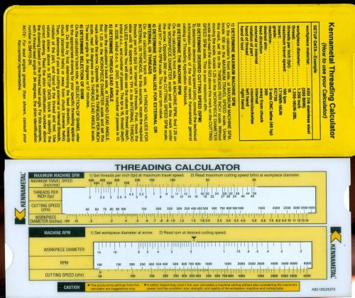 KENNAMETAL THREADING CALCULATOR -  SLIDE CHART