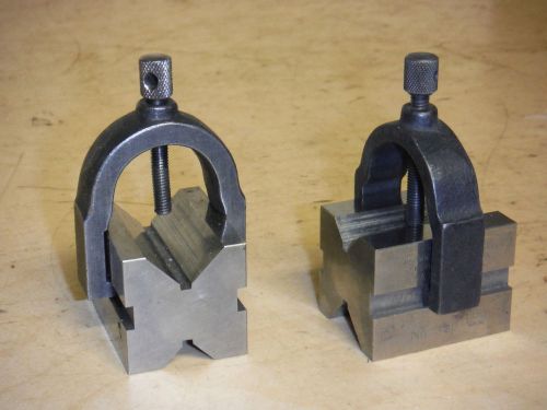 BROWN AND SHARPE NO. 750A V BLOCKS WITH CLAMPS MACHINIST TOOLING