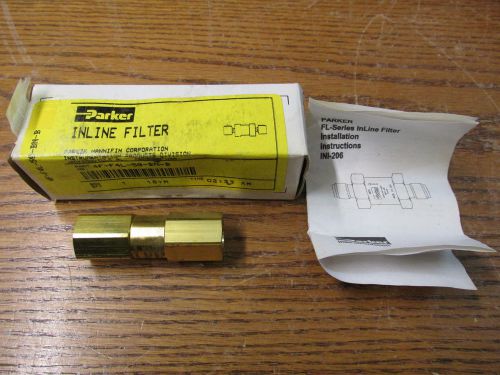NEW NOS Parker 4F-F4L-50-BN-B Inline Filter Brass 1/4&#034; Inch 50 Micron