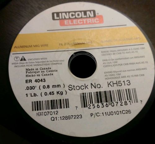 Lincoln Welding Wire 1Lb Spool 0.030 in Dia. Aluminium