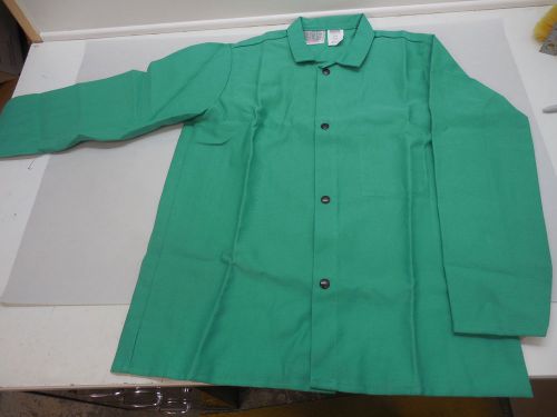Stanco fr630 welding jacket 9oz ctn30&#034; med. w/ inside pocket green new for sale