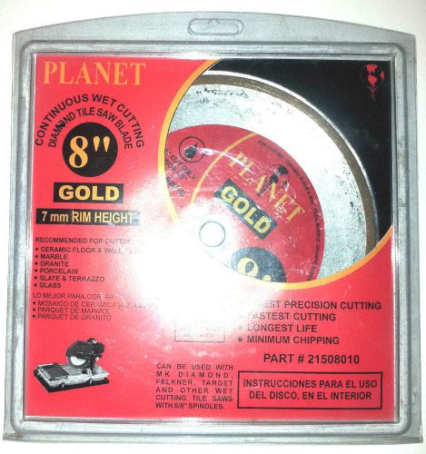 Planet Gold Premium 8-Inch Cutting Continuous Wet Saw Blade Ceramic Glass Marble