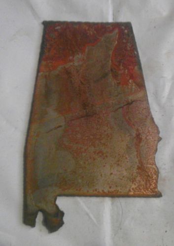 6 Inch ALABAMA State Shape Rough Rusty Metal Vintage Stencil Ornament Magnet