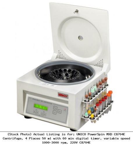 Unico powerspin mxd c8704e centrifuge, 4 places 50 ml with 60 min digital timer for sale