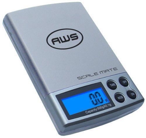 American weigh scale scalemate sm-501 digital pocket scale, silver, 500 x 0.01 g for sale