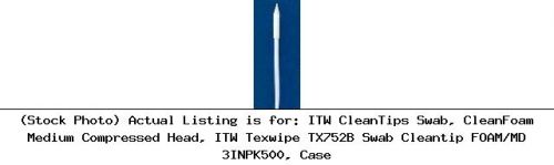 ITW CleanTips Swab, CleanFoam Medium Compressed Head, ITW Texwipe TX752B Swab