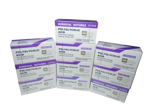 Lots 10 boxes pga 3-0 1/2 circle revise-cut polyglycolic acid absorbable suture for sale