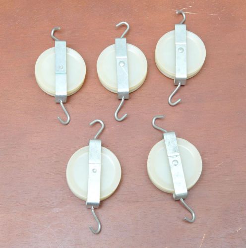 Lot of 5 Double Sheave Lab Pulleys 2 Inch w/ V Groove