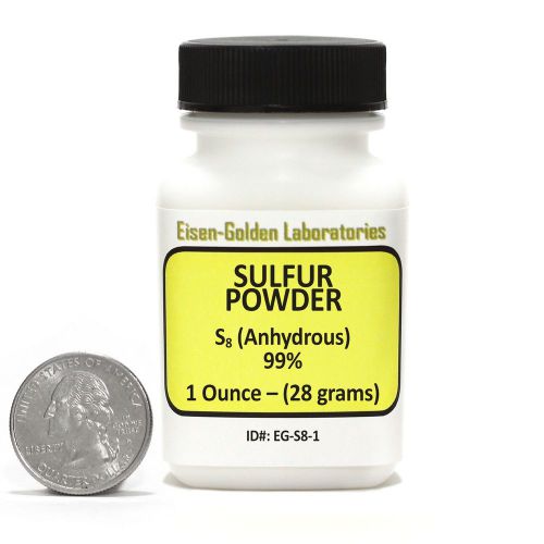 Sulfur Powder [S8] 99% ACS Grade Powder 1 Oz in mini Space-Saver Bottle USA